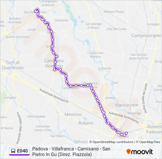 E040 Bus Line Map