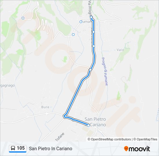 Percorso linea bus 105