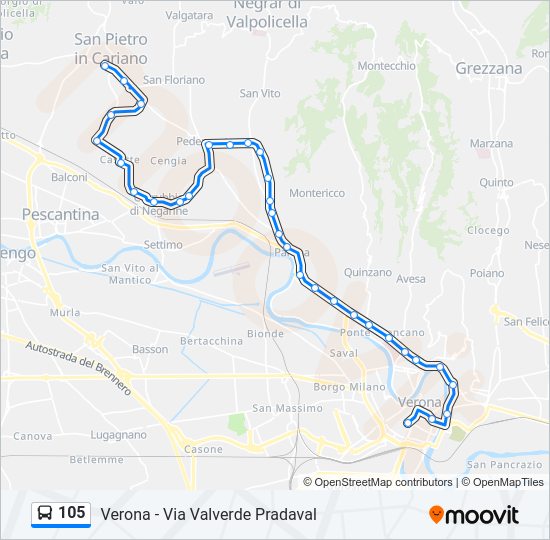 Percorso linea bus 105