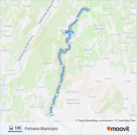 105 bus Line Map