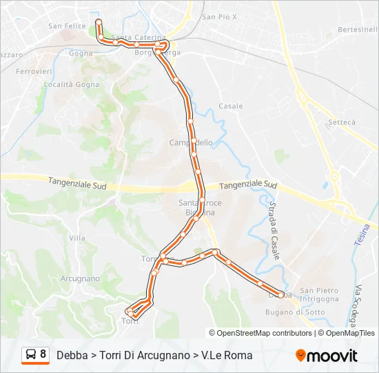 8 Bus Line Map
