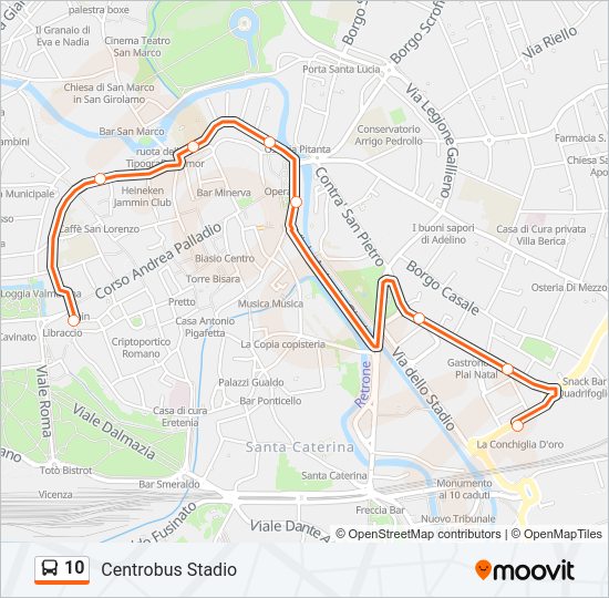 Percorso linea bus 10