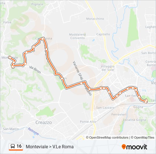 Percorso linea bus 16