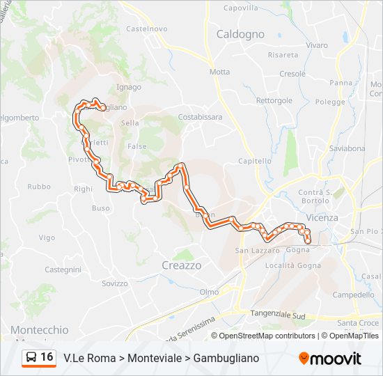 Percorso linea bus 16