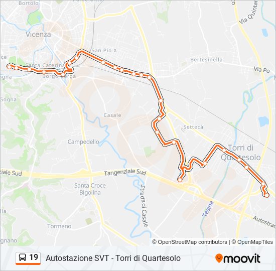 Percorso linea bus 19