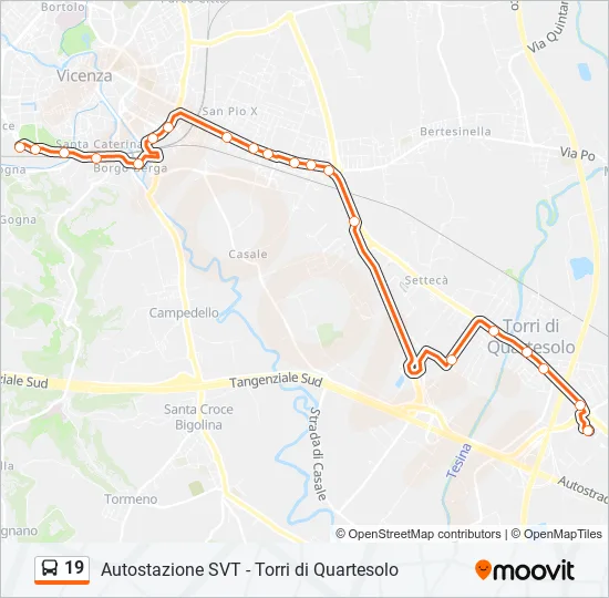 19 Bus Line Map