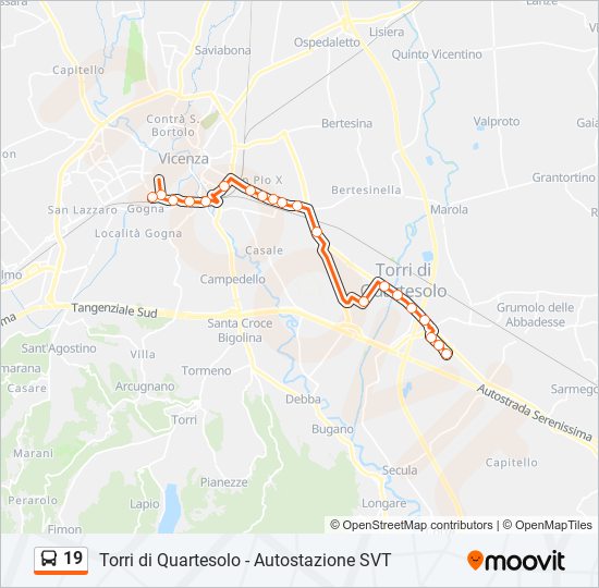 Percorso linea bus 19