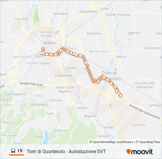 19 Bus Line Map