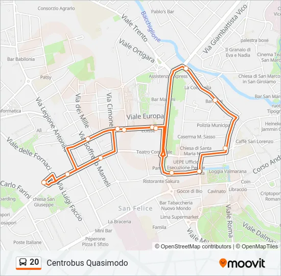 20 Bus Line Map