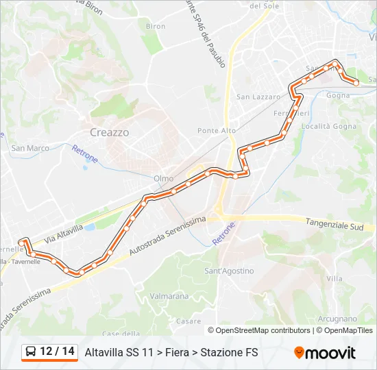 12 / 14 Bus Line Map
