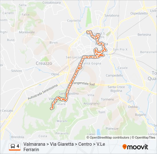 Percorso linea bus 4