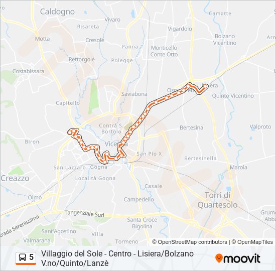 Percorso linea bus 5
