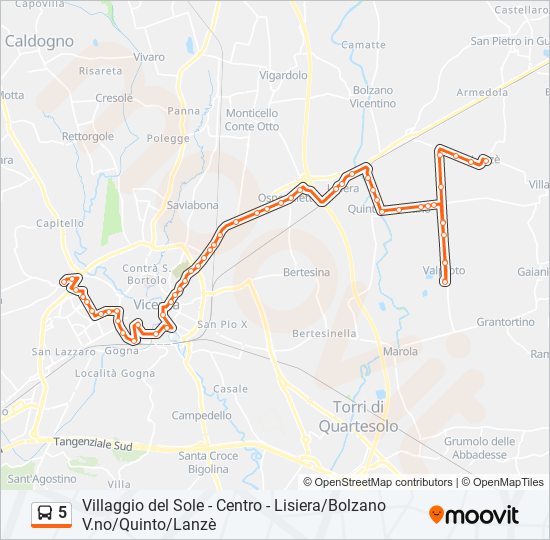 Percorso linea bus 5