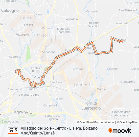 Percorso linea bus 5