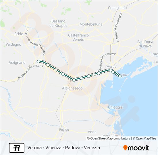 Percorso linea treno R