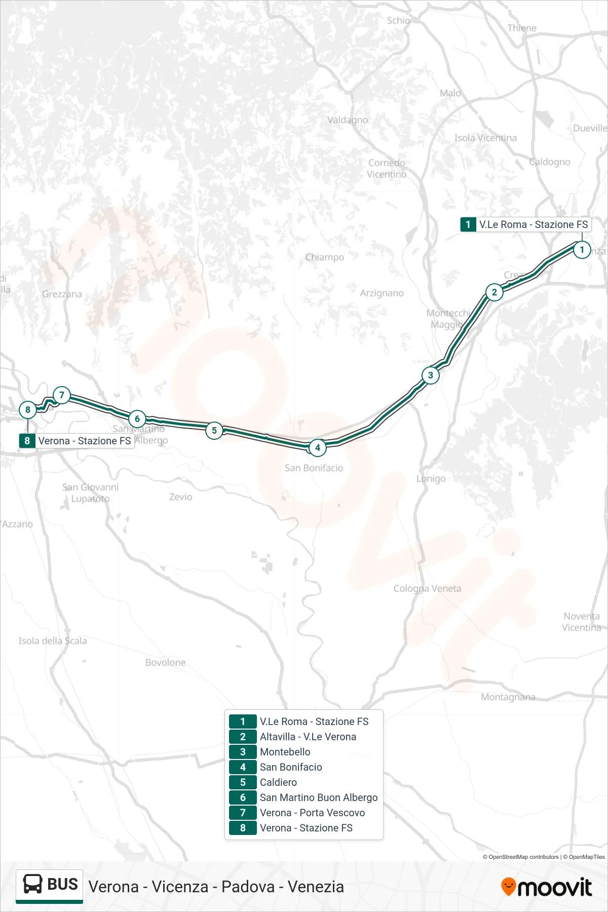 Linea BUS bus (Verona P.Ta Nuova) - Percorsi e fermate sulla mappa