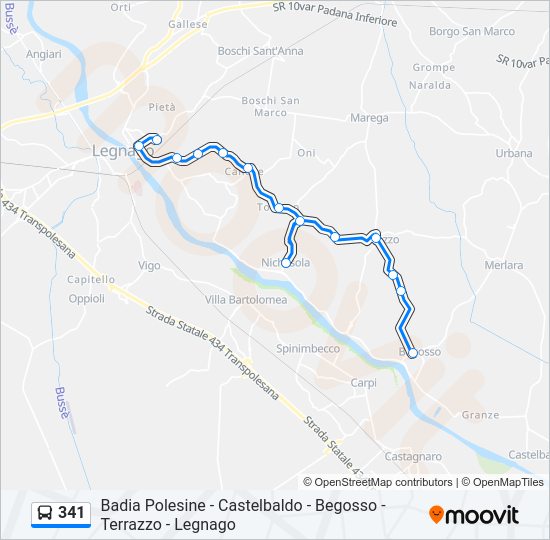 Percorso linea bus 341