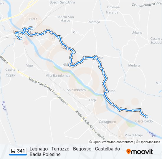 Percorso linea bus 341