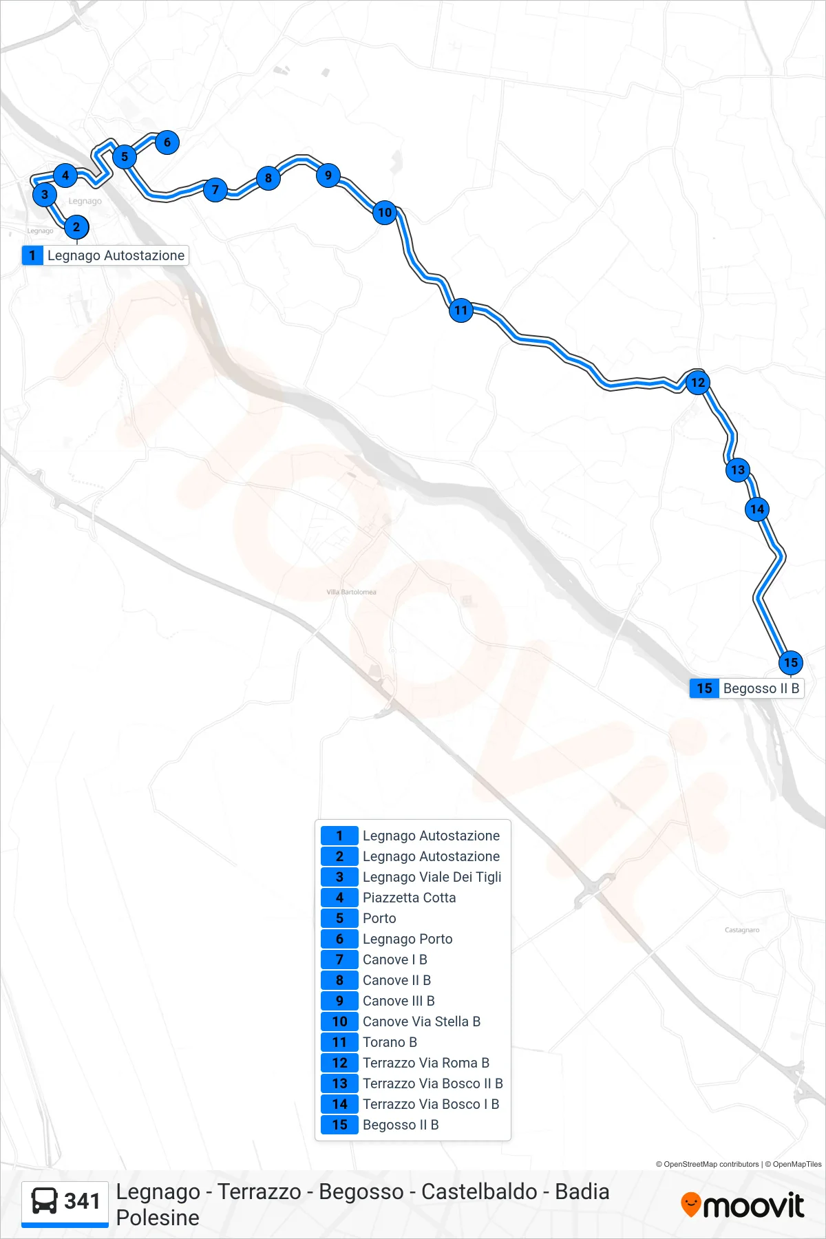 Linea 341  bus (Begosso) - Percorsi e fermate sulla mappa