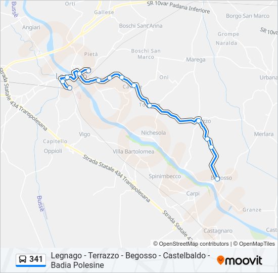 Percorso linea bus 341