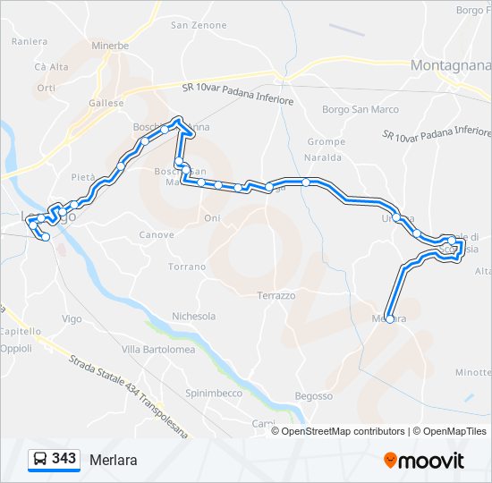 343 bus Line Map