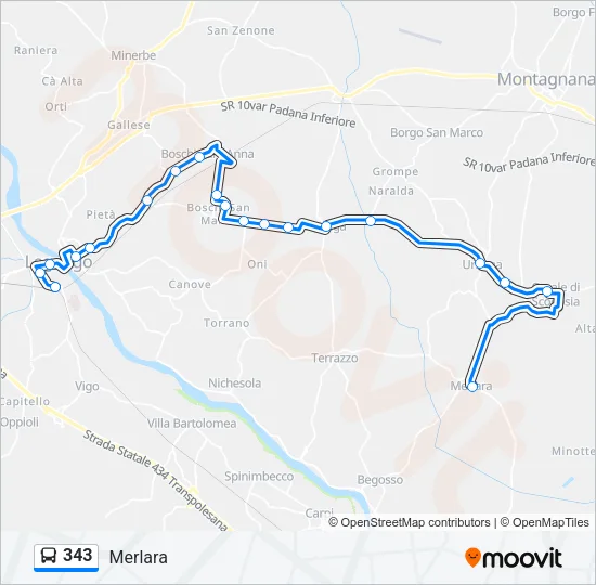 343 Bus Line Map
