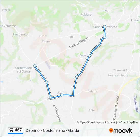 467 Bus Line Map