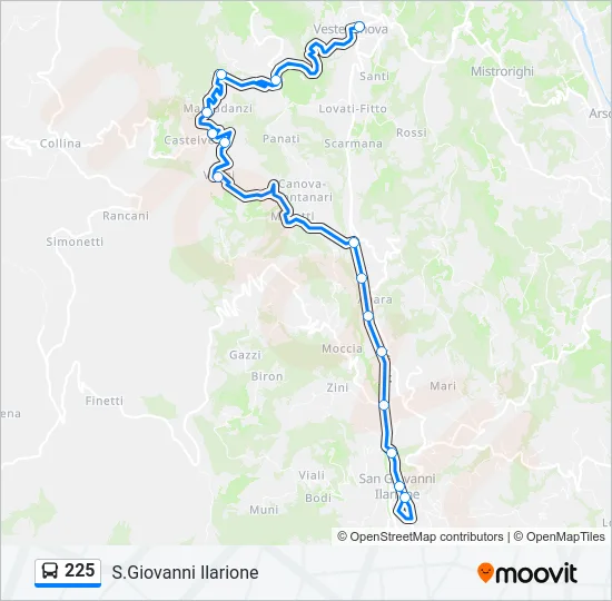 225 Bus Line Map