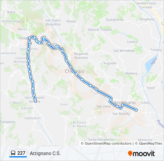 227 bus Line Map