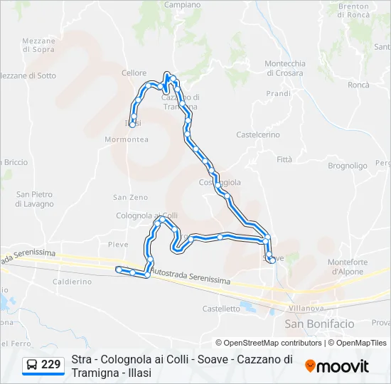 Percorso linea bus 229
