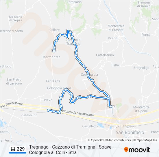 Percorso linea bus 229