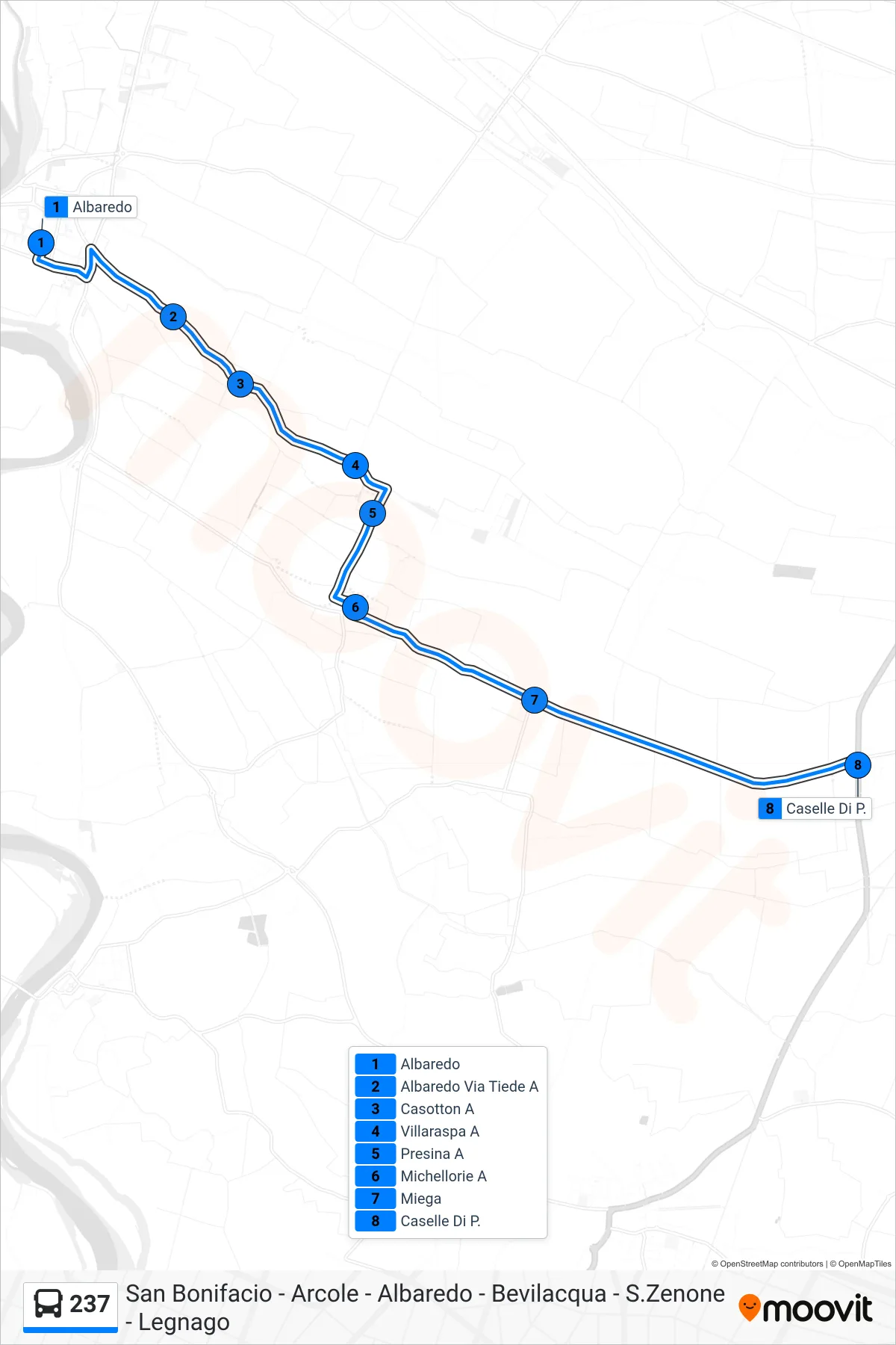 Linea 237 bus (Miega) - Percorsi e fermate sulla mappa