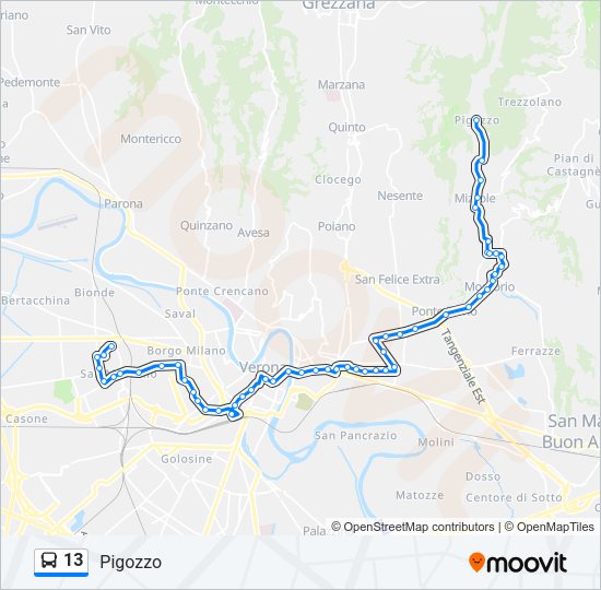 Percorso linea bus 13