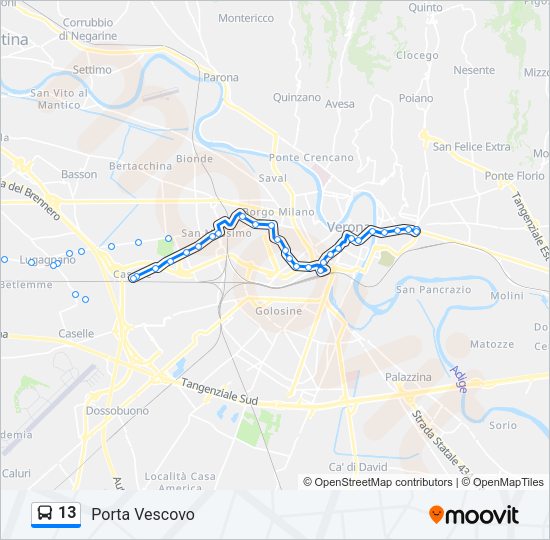 Percorso linea bus 13