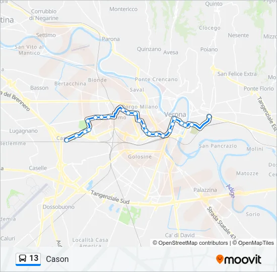 13 Bus Line Map