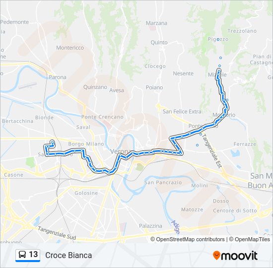 Percorso linea bus 13