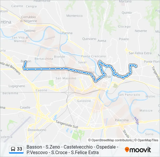 Percorso linea bus 33