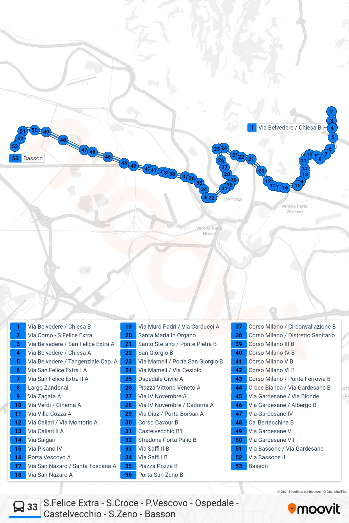 Linea 33  bus (Basson) - Percorsi e fermate sulla mappa