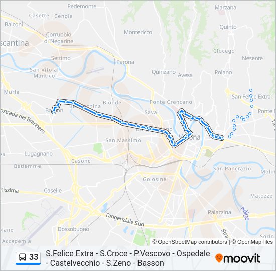 Percorso linea bus 33