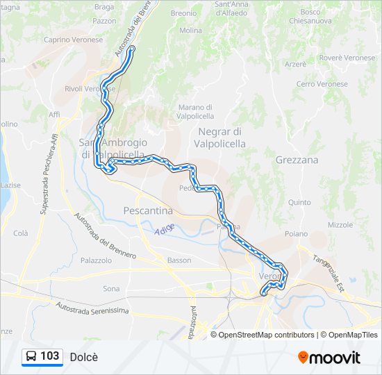 Percorso linea bus 103