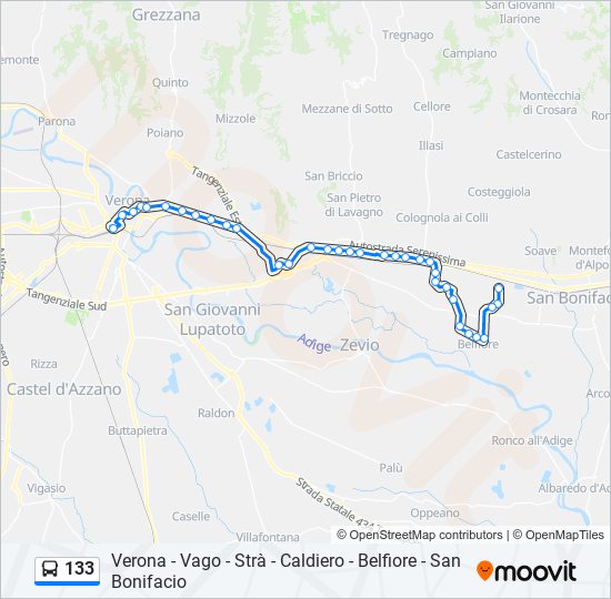 133 bus Line Map