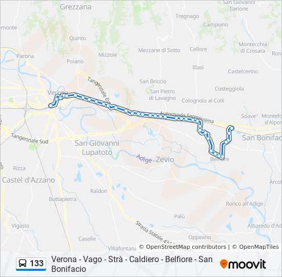 Percorso linea bus 133