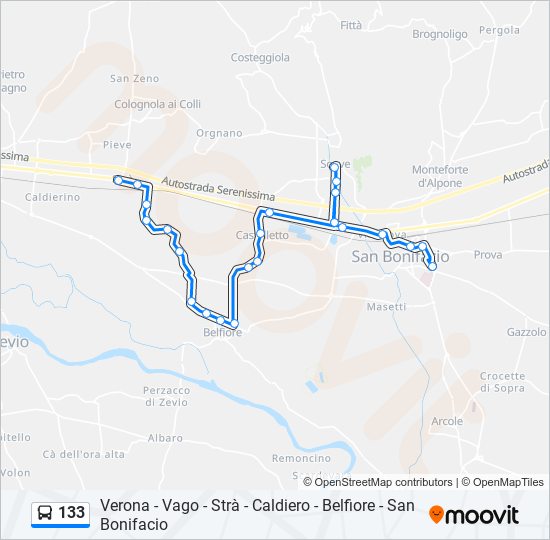 133 bus Line Map