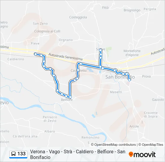 133 Bus Line Map