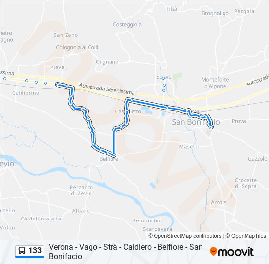 Percorso linea bus 133