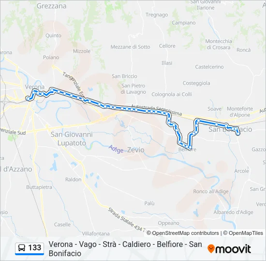 133 Bus Line Map