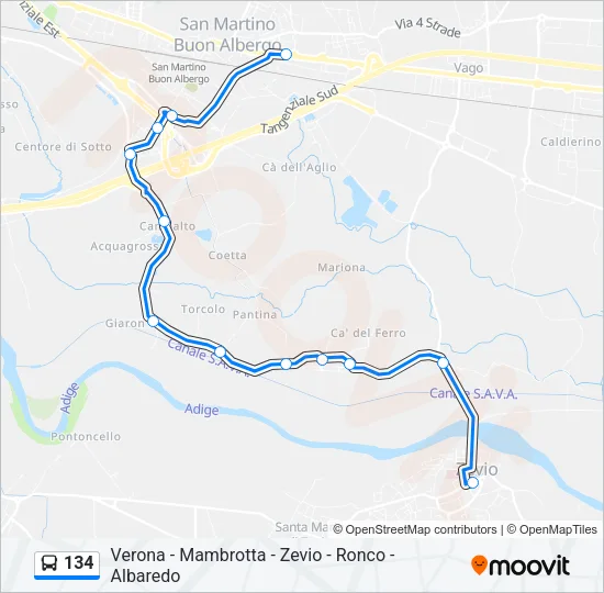 134 Bus Line Map