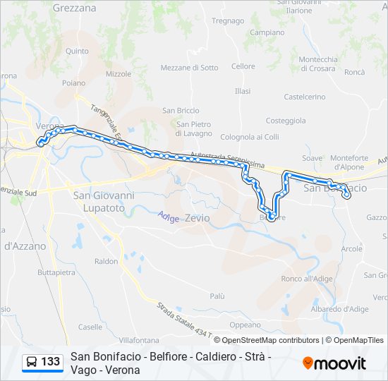 133 bus Line Map