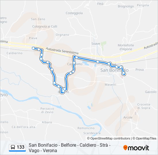 Percorso linea bus 133