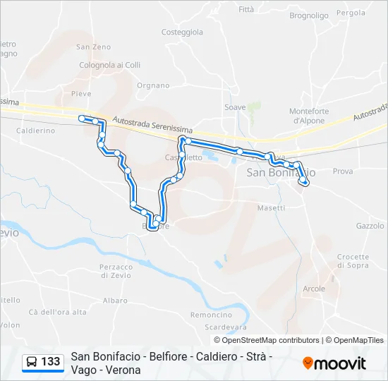 133 Bus Line Map
